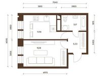 Планировка 1-комнатной квартиры, 37,69 м2