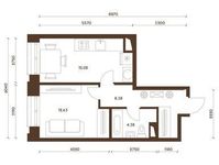 Планировка 1-комнатной квартиры, 40,33 м2