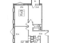 Планировка 2-комнатной квартиры, 66,7 м2