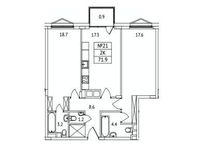 Планировка 2-комнатной квартиры, 71,9 м2