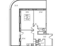 Планировка 2-комнатной квартиры, 79,6 м2