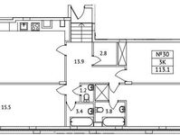 Планировка 3-комнатной квартиры, 113,1 м2