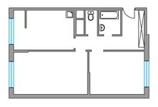 Планировка 2-комнатной квартиры, 54 м2
