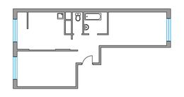 Планировка 2-комнатной квартиры, 50 м2
