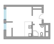 Планировка квартиры студии, 23 м2