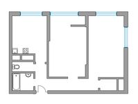 Планировка 2-комнатной квартиры, 59 м2