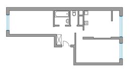 Планировка 2-комнатной квартиры, 51 м2