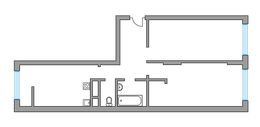 Планировка 2-комнатной квартиры, 62 м2