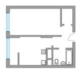 Планировка 1-комнатной квартиры, 34 м2