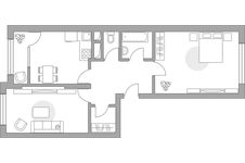 Планировка 2-комнатной квартиры, 62,19 м2