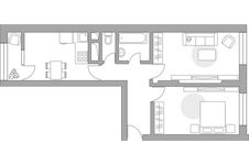 Планировка 2-комнатной квартиры, 51,74 м2