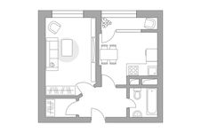 Планировка 1-комнатной квартиры, 37,19 м2