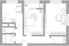 Планировка 2-комнатной квартиры, 56,49 м2