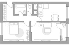 Планировка 2-комнатной квартиры, 54,03 м2