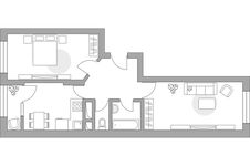 Планировка 2-комнатной квартиры, 54,62 м2