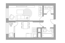 Планировка 1-комнатной квартиры, 35,57 м2