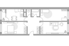 Планировка 3-комнатной квартиры, 73 м2