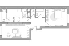 Планировка 2-комнатной квартиры, 51,61 м2