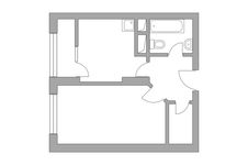 Планировка 1-комнатной квартиры, 33,62 м2