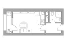 Планировка квартиры студии, 23,8 м2