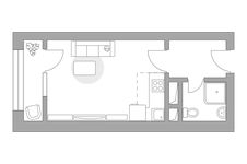 Планировка квартиры студии, 24,65 м2