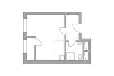 Планировка квартиры студии, 23,9 м2