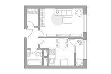 Планировка 1-комнатной квартиры, 33,5 м2