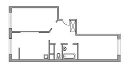 Планировка 2-комнатной квартиры, 53,64 м2