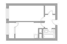 Планировка 1-комнатной квартиры, 33,6 м2
