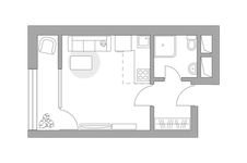 Планировка квартиры студии, 19,66 м2