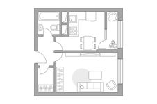 Планировка 1-комнатной квартиры, 33,89 м2