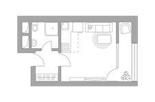 Планировка квартиры студии, 21,96 м2