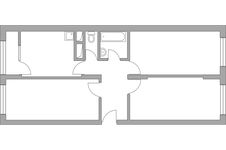 Планировка 3-комнатной квартиры, 72,58 м2