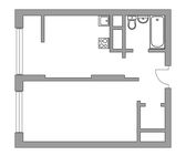 Планировка 1-комнатной квартиры, 33,49 м2