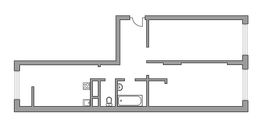 Планировка 2-комнатной квартиры, 62,38 м2