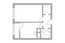 Планировка 1-комнатной квартиры, 32,59 м2