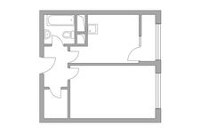 Планировка 1-комнатной квартиры, 35,37 м2