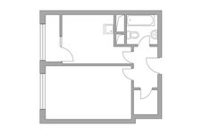 Планировка 1-комнатной квартиры, 32,87 м2