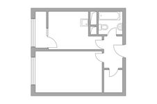 Планировка 1-комнатной квартиры, 33,73 м2