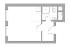 Планировка квартиры студии, 23,25 м2