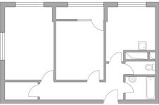 Планировка 2-комнатной квартиры, 56,57 м2