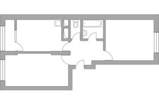 Планировка 2-комнатной квартиры, 51,61 м2