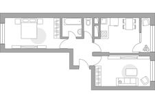 Планировка 2-комнатной квартиры, 51,8 м2