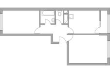 Планировка 2-комнатной квартиры, 54,45 м2