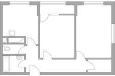 Планировка 2-комнатной квартиры, 56,57 м2
