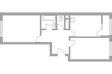 Планировка 2-комнатной квартиры, 53,59 м2
