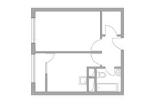 Планировка 1-комнатной квартиры, 34,48 м2