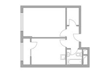 Планировка 1-комнатной квартиры, 39,59 м2