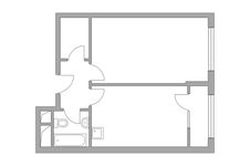 Планировка 1-комнатной квартиры, 43,12 м2