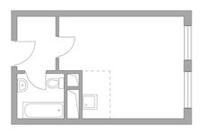 Планировка квартиры студии, 23,29 м2